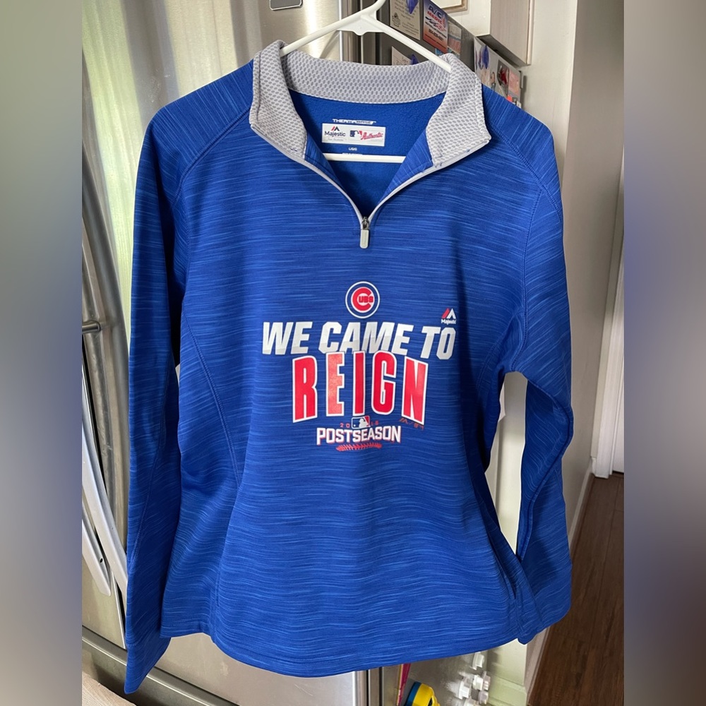 CHICAGO CUBS  2016 PostSeason 1/4 ZIP UP BLUE Pullover  size large